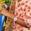 SWATCH Children's Garden Adventure Series Quartz Movement Pink Cherry Children's Swiss Watch 31.8mm Green Dial Plastic Case Fabric Strap ZFPNP057