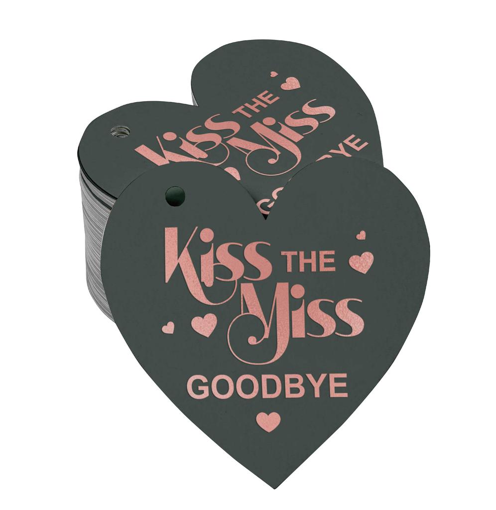 Inkdotpot 100 шт. в упаковке. Бирка из настоящей серебряной фольги с поцелуем «Мисс на прощание» на девичник.