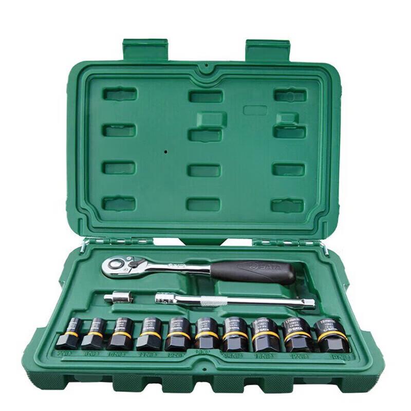 SATA 09137 13-Piece Stripped Bolt Remover Socket Set CN plug (adapter included)