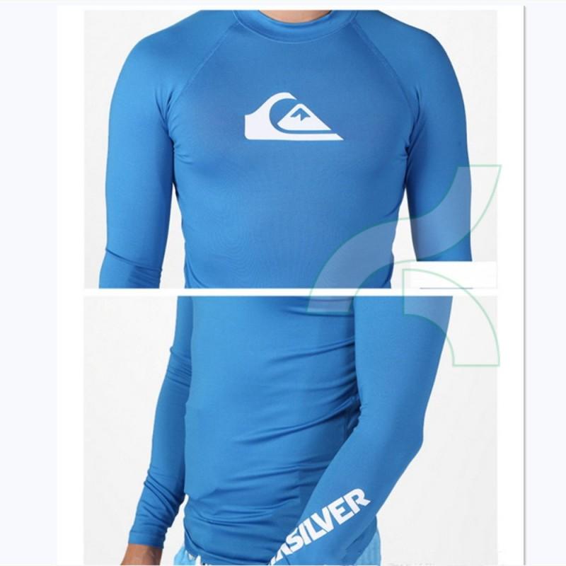 Mens Long Sleeve Rash Guard UPF 50 Quick Dry Compression Swim Shirt Surfing Diving Water Sports