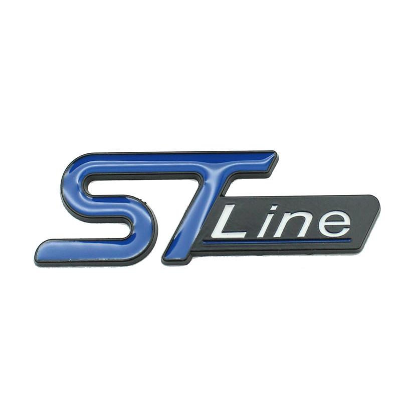 KFLV8 2pcs 3D  ST-Line metal automotive stickers for the  middle grill rear and fender, applicable to Ford  car serials