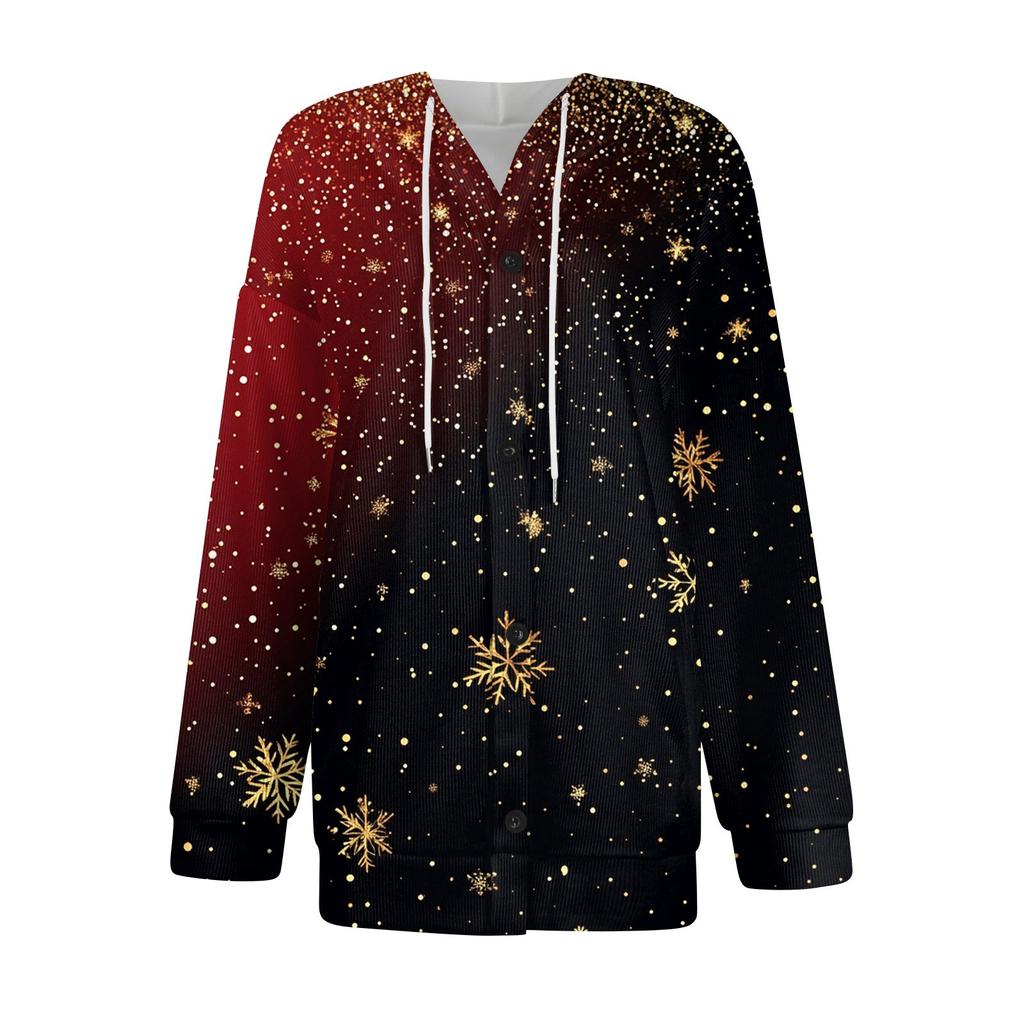 Свитшоты для женщин Вязаный свитер с длинным рукавом Принт Вязаный худи с пуговицами Кардиган Пальто