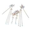 HAMILO Набор аксессуаров для волос, Заколка-канзаши и Серьги, Азиатский стиль, Набор из 3 предметов, Золотой, Пастельно-голубой, Сплав