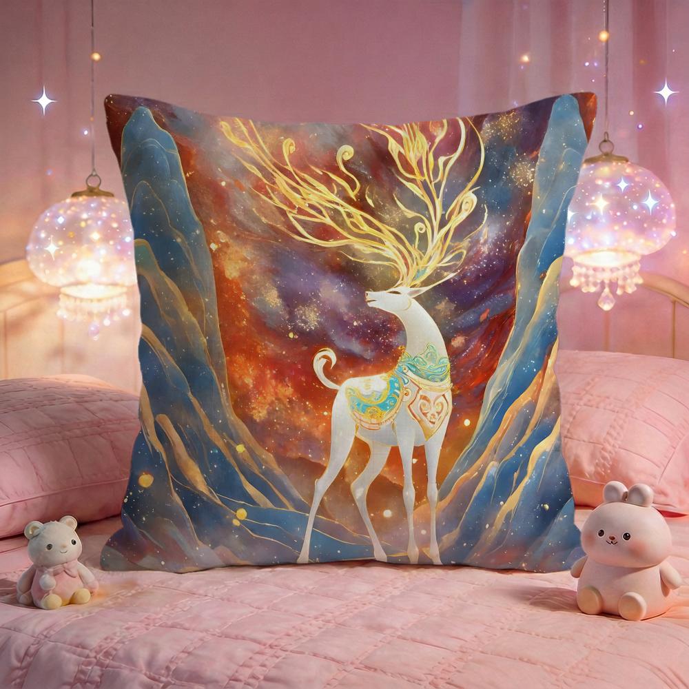 Fantasy NineColored Deer Cushion Cover Premium Comfort Reversible Pillow Cove Two in One Design for Any Room Car Interior