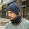 Winter Men's Windproof and Warm Hat with Plush Scarf Set Men's Knitted Hat