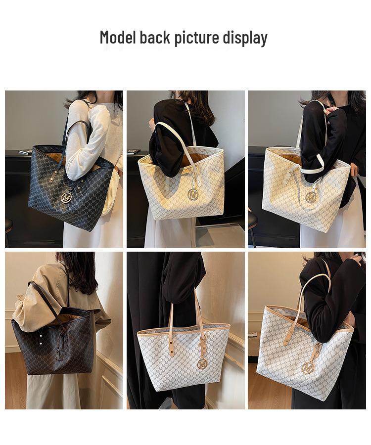 2025 Сумка-тоут большой вместимости с буквой M Осень/Зима: Универсальная европейская и американская наплечная сумка