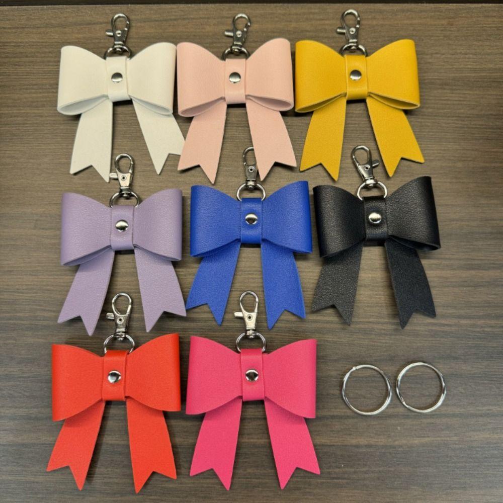 Trendy Pu Key Chain Luxury Bag Pendant Creative Bowknot Leather Keyring  Backpack Decor