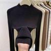 Fashion Semi-turtleneck Long Sleeved Women's Knitted Sweater Early Autumn New Slim Fit Pullover Tops Casual Simple Elegant Thin Inner Bottoming Shirt