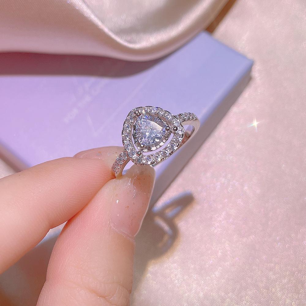 Изысканное женское кольцо с цирконием, блестящее геометрическое кольцо с цирконием AAAA, серебряное женское украшение для вечеринки, свадебное ювелирное кольцо для невесты