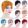Women Winter Warm Solid Cross Muslim Cap Hat Wrap Scarf Cap