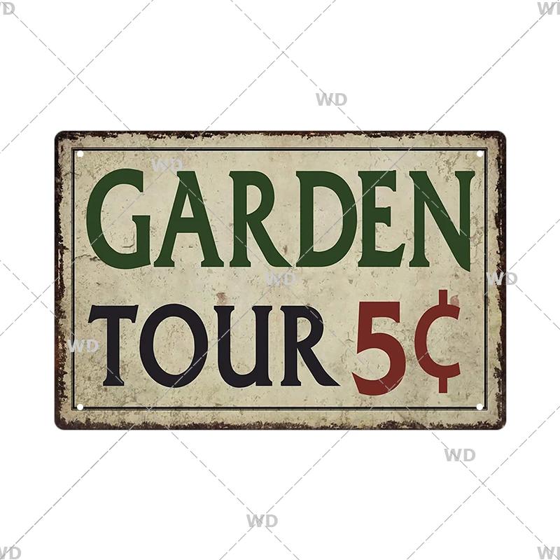Tin Sign Garden Hoeing Aint Easy Flower Plant Sign Decor Funny Slogans Born with Plants Retro Look Metal Poster FarmhouseSign
