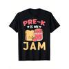 Футболка с графическим принтом "Pre K Is My Jam" Милые персонажи Тост и Джем Повседневная футболка для школы