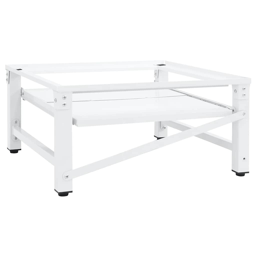 Washing Machine Stand with Pull Out Shelf White