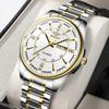 Fashionable Men's Quartz Watch Stainless Steel Timer Waterproof Night Light Dual Calendar Men's Quartz Watch