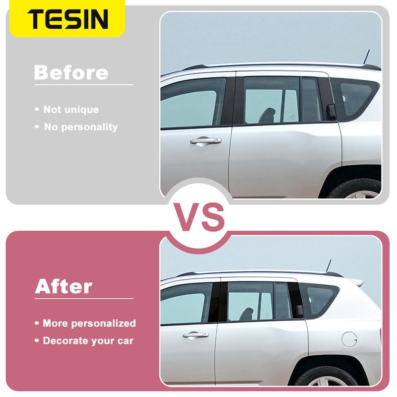 Car Window Middle Center Pillar Decoration Cover Stickers For Jeep Compass 2008 2009 2010 2011 2012-2016 Exterior