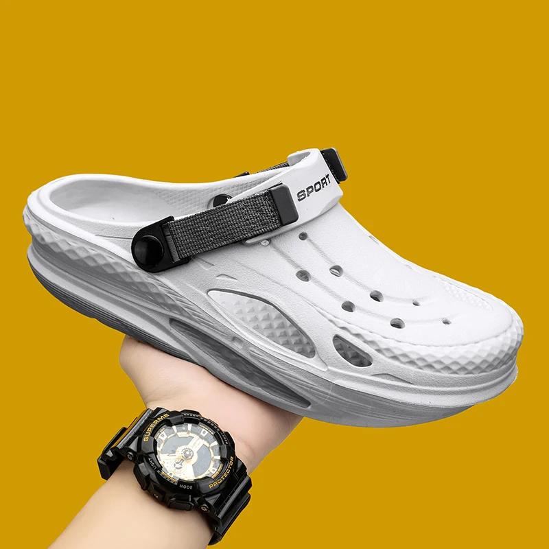 Модные летние мужские тапочки, платформа, сандалии для улицы, клоги, пляжные тапочки, шлепанцы, мужские домашние тапочки для помещений, обувь для ванной