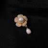 Collar Pin, Pearl Flower Magnetic Buckle, Brooch Fixed Personality Trend Micro Zircon