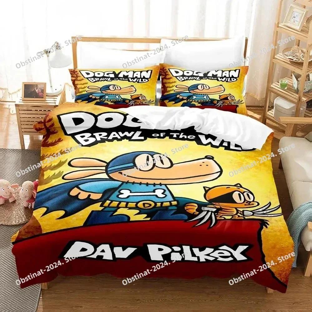3D Cartoon Dog Man Bedding Set Printed single Comforter Quilt Bed Cover Duvet Cover Pillow Case 3 Pieces Set For Kids Adult Size