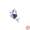 Neastamor Silver 925 Sparkling Blue Star Santa Claus Dangle Charm Bead Fit Original  Bracelet Pendant DIY Jewelry Women