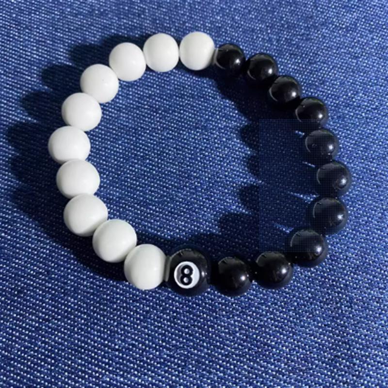 Obsidian Cross Bracelet Chinese Black Eight Billiard Bracelet Opal Beaded Student Party Bracelet