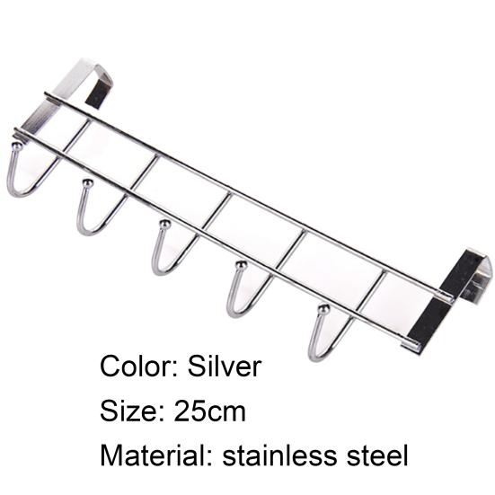 Kitchen Storage Rack Anti-slip Sturdy Stainless Steel Creative Cupboard Hanging Hook for Room Door