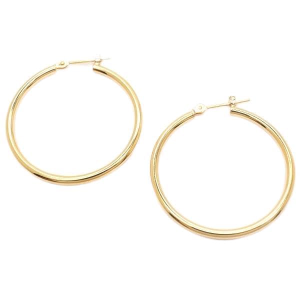 N Hoop Earrings 18K K18 Simple Diameter 3cm Width 2mm 18K K18YG 30mm Earrings Women's Uap-30