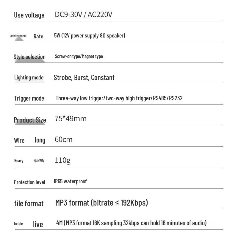 Предупреждающая сигнализация для вилочного погрузчика 12 В/24 В со звуком, светом и голосовым оповещателем RS-485