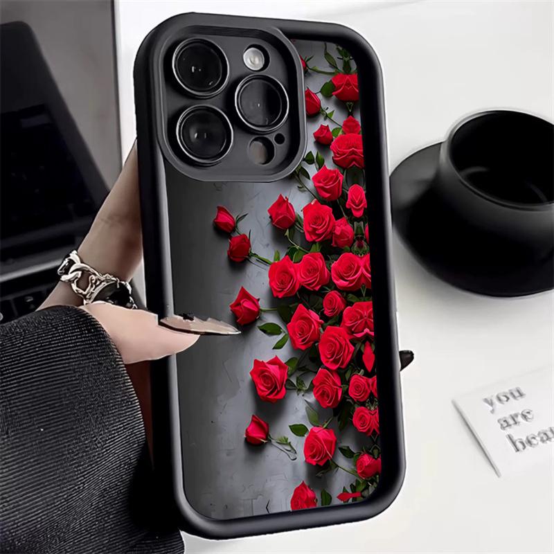 Красная Роза Цветок Силиконовый Мягкий Чехол Для Телефона Для Samsung Galaxy S25 S24 S23 S22 S21 S20 FE Plus Ultra A15 A35 A54 A55 Задняя Крышка