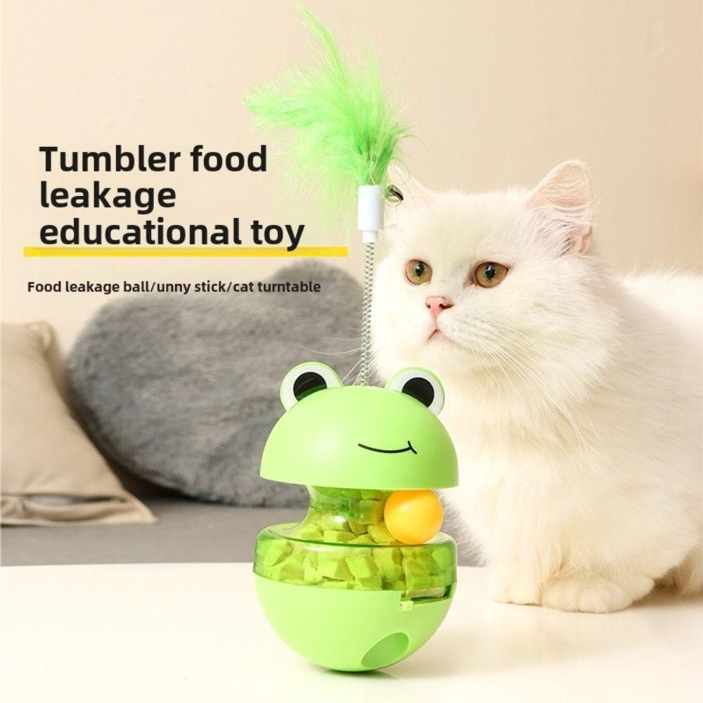 Лягушка Диспенсер лакомств для кошек Мяч 3 в 1 Игрушка-головоломка для еды Мультяшные игрушки-тизеры для еды с отверстиями Товары для питомцев