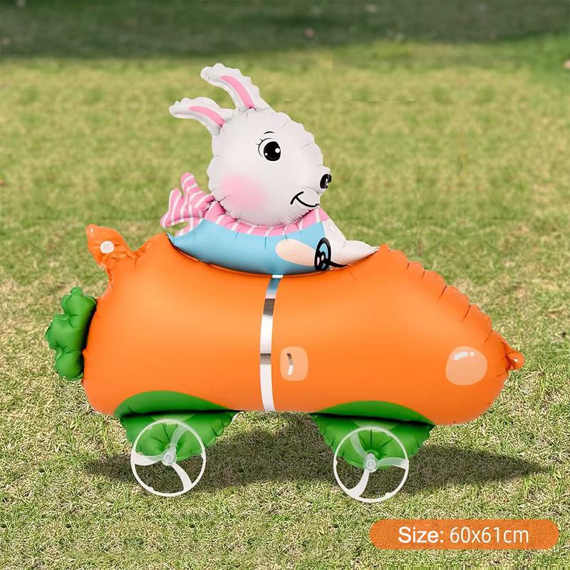 4D Cartoon Foil Balloons Elephant Stand Walking Balloon With Wheel For Kids Birthday Party Decoration Baby Shower