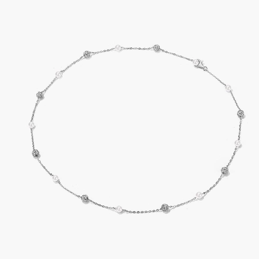 Ожерелье Interval Pearl Flash Diamond Ball, женская маленькая свежая и элегантная цепочка на ключицу, простая и универсальная персонализированная цепочка на шею