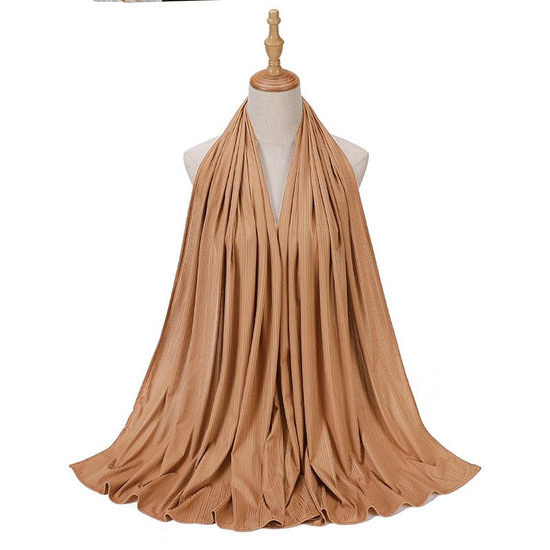 Рубчатый трикотажный хиджаб Мусульманский однотонный шарф Креповый хиджаб Шарф Мягкая исламская шаль Обёртывания Повязка на голову Вуаль Женщина Мусульманка