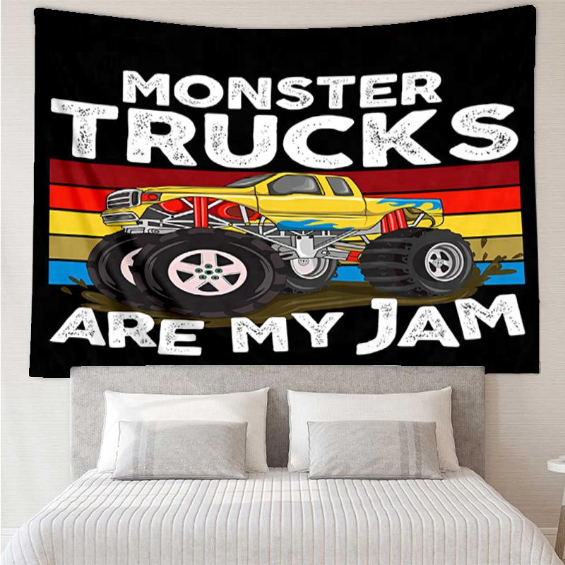 Truck Print Tapestry, Backdrop, Easy Setup, Ideal for Bedroom, Office & Living Room, with Aesthetic Wall Hanging Decor.