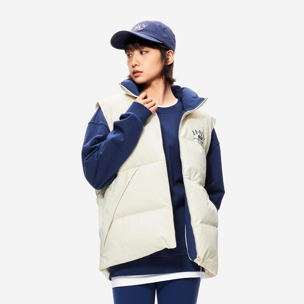Li Ning Hot Pot Down Series Water-Resistant Letter Number Zipper Stand Collar Versatile Cold-Resistant Comfortable Breathable Winter Vest AMRU043-6