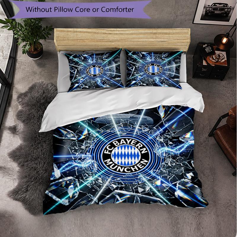 Bayern Munich Pattern 3 Pieces Bedding Set Soft Microfiber Duvet Cover with Pillow Cases for Bedroom