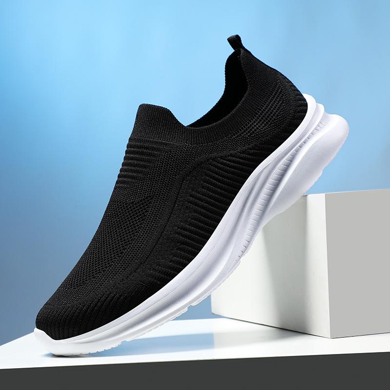 Summer Men's Shoes Platform Fly-woven Mesh Shoes Large Size Casual Sports Shoes One-pedal Socks Shoes