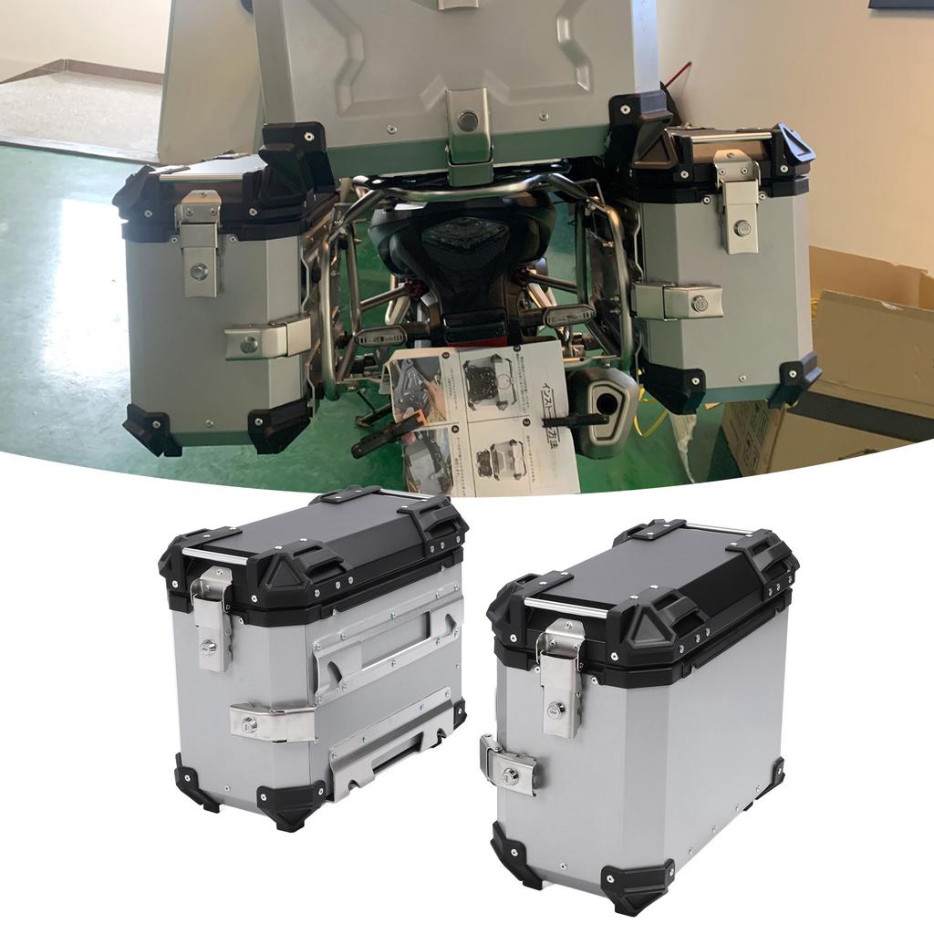 35L Motorcycle Side Case Aluminium Alloy Motorbike Hard Side Saddlebag Box with Lock Mounting Bracket for Riding Gear Helmet