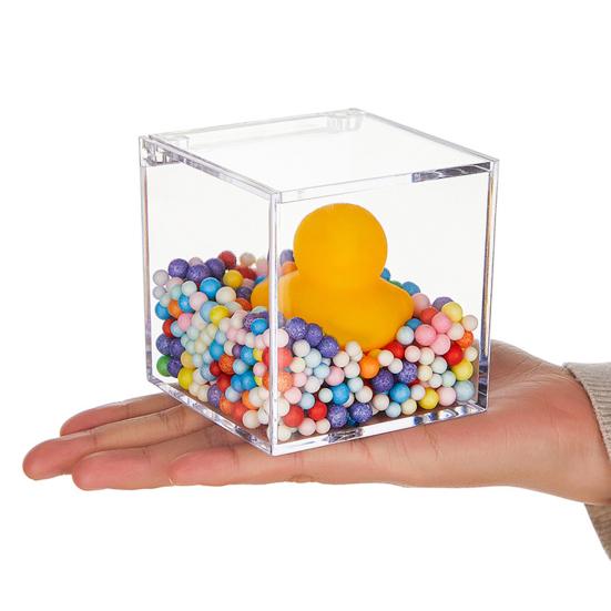 Прозрачные акриловые коробки, маленькие квадратные кубические контейнеры с крышкой, пластиковый органайзер для хранения конфет, таблеток, крошечных ювелирных изделий