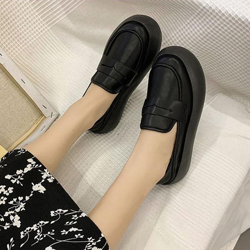 WTEMPO Women's Flat Shoes Elegant Temperament Soft Sole Round Toe Flat Heel Thick Sole Breathable Non Slip Comfortable Spring and Autumn Single Shoes