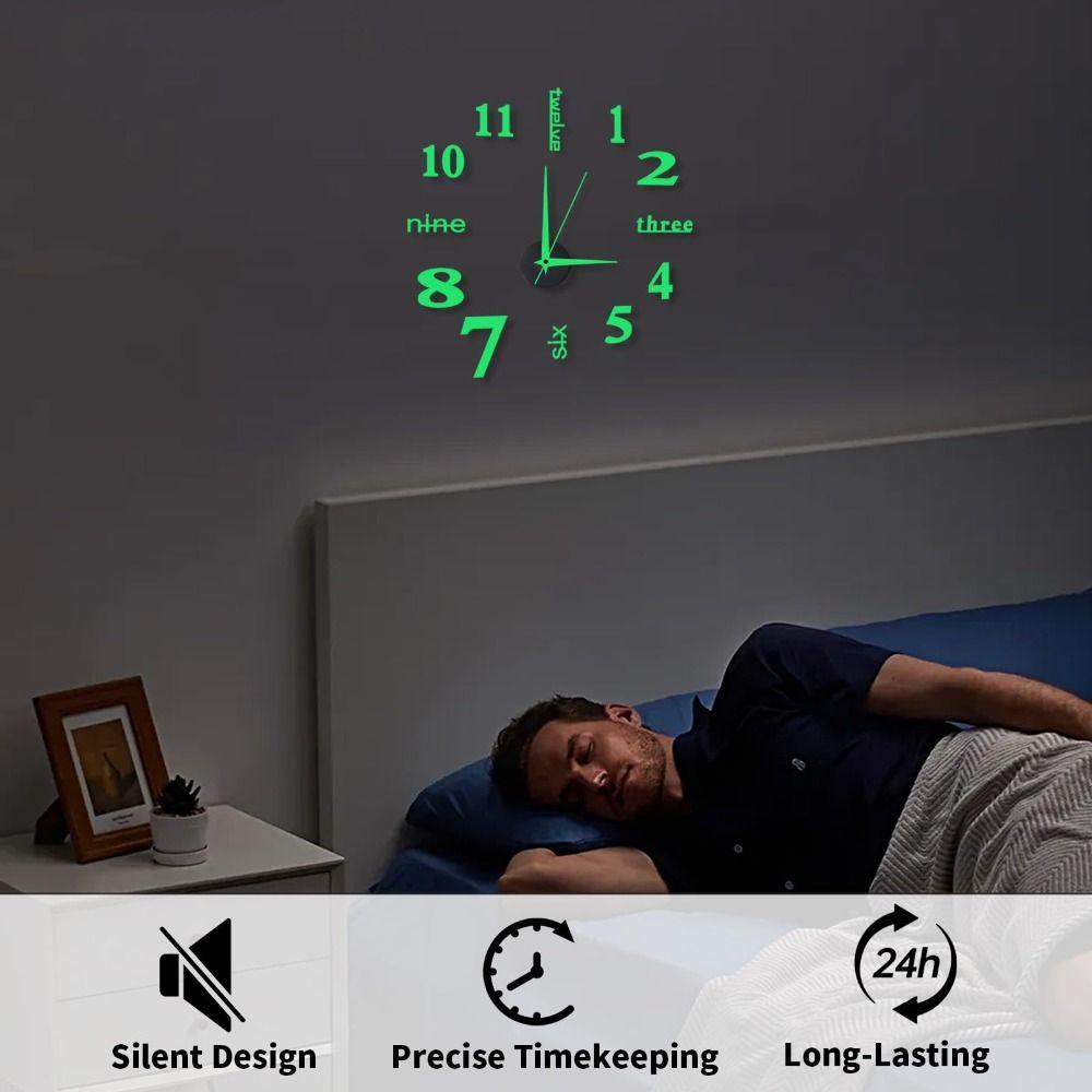Creative Frameless Wall Clock Wall Mechanism Wall Decoration Night light Arrows Decal DIY Digital Wall Clock Living Room Office