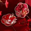 Chinese Retro Good Luck Fan Wedding Handheld Flower Fan With Tassels Ancient Delicate Pendant Gifts