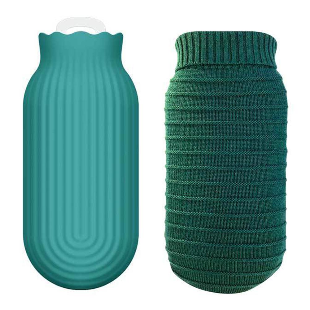 Microwave and Fridge Safe Silicone Hot Water Bag Leak Resistant with Comfortable Knitted Cover for Heat Therapy