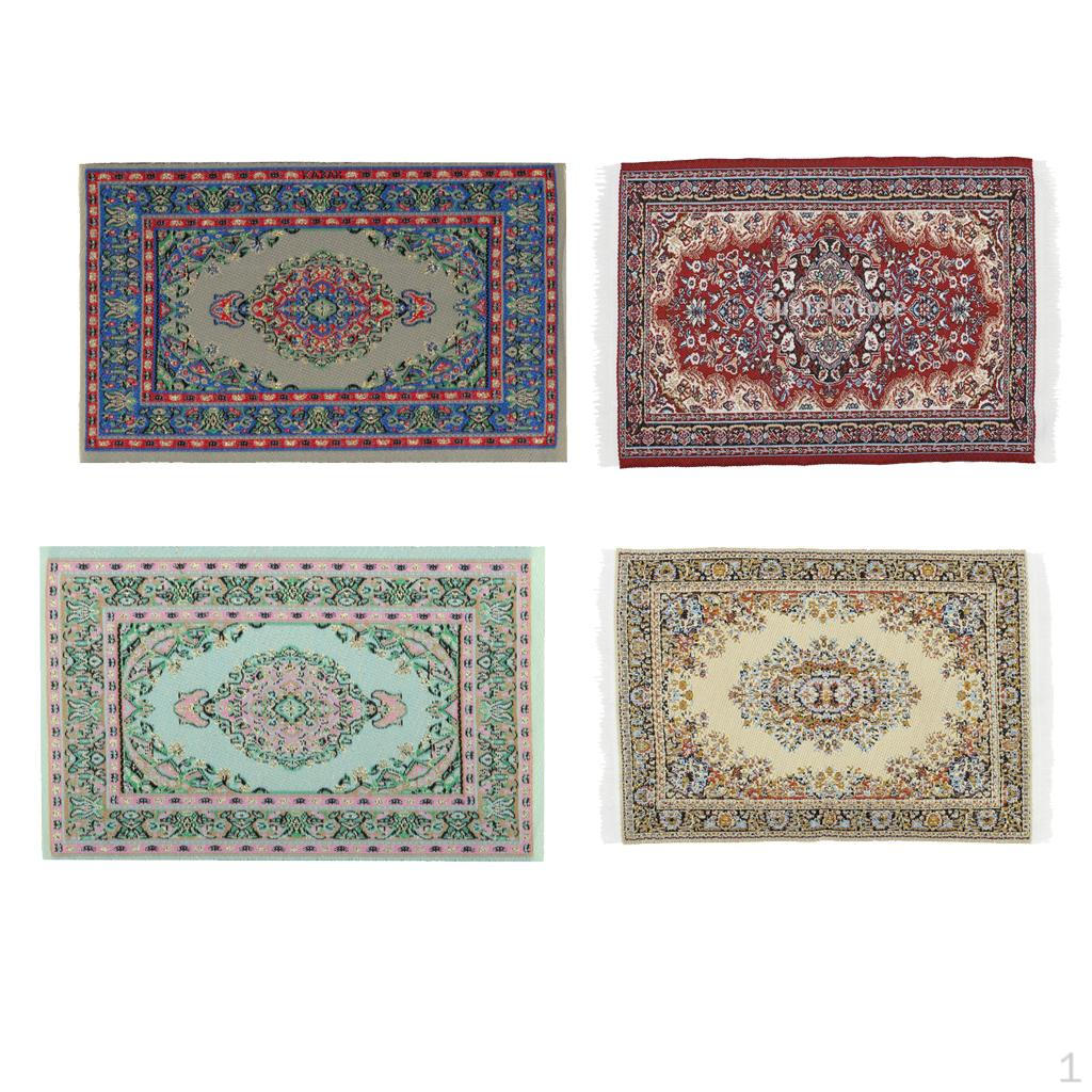 Набор из 4 штук Миниатюрные тканые ковры для кукольного домика - Игрушечные ковры для кукольного домика Мебель масштаба 1/12