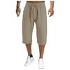 Men's Summer Cotton Linen Cropped Pants Men's Breathable Thin Straight Leg Pants