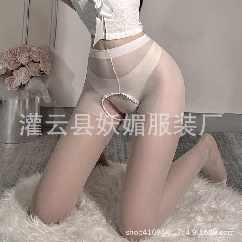 Сексуальные чулки для секса открытые механизмы с обеих сторон свободная резьба пустая униформа соблазн открытый промежность колготки леггинсы производство нижнее белье