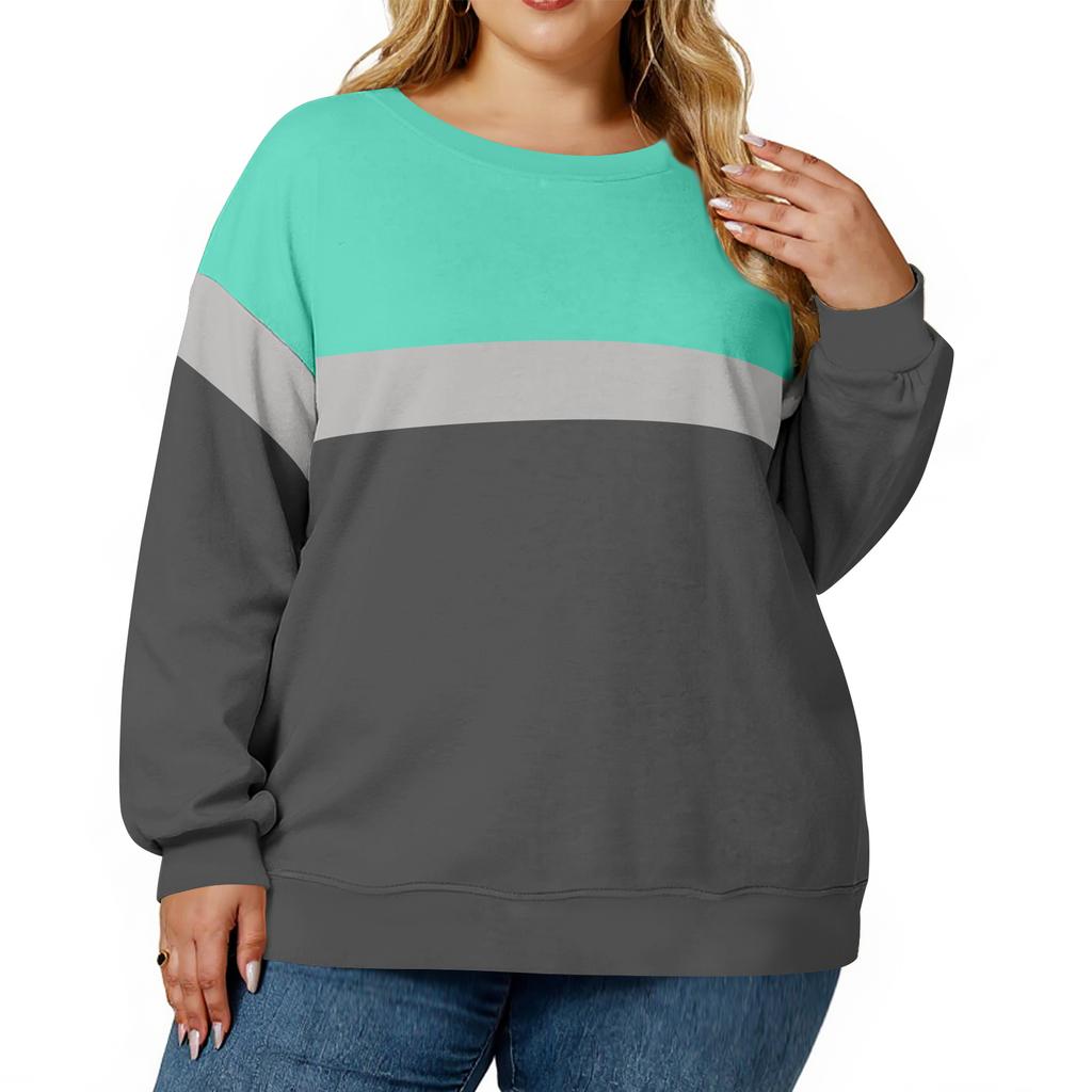Plus Size Sweatshirt For  Women Oversized Crewneck Long Sleeve Pullover Tops