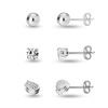 S925 Sterling Silver Jewelry Small Set of 3 Pairs Classic CZ Love-Knot Stud Earrings for Girl Teen Women