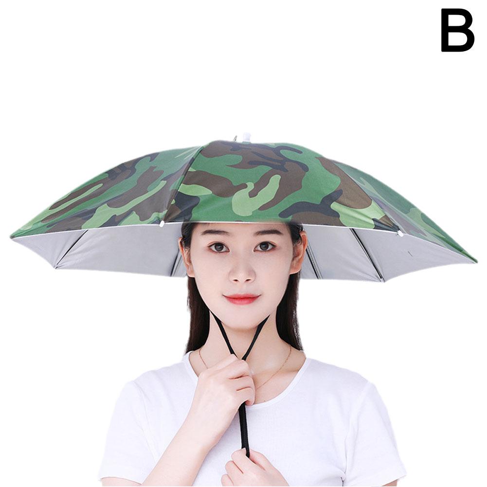 Portable Rain Umbrella Hat Foldable Outdoor Sun Shade Caps Waterproof Camping Fishing Headwear Cap Head-Mounted Beach Head Hats