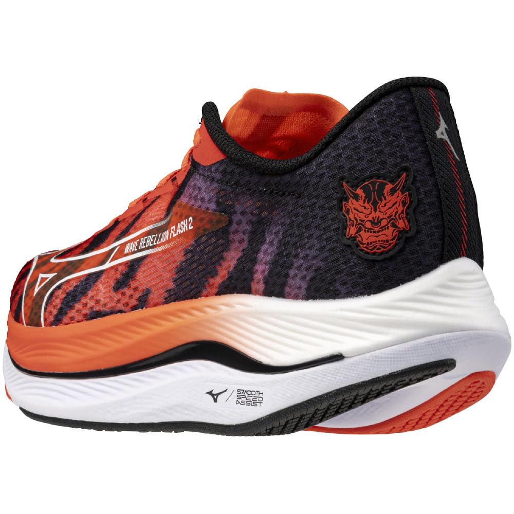 Mizuno Wave Rebellion Flash 2 Running Shoes, Jogging, Marathon, Training, Sports, Lightweight, Resilient, Thick Sole, Akaoni x Aooni, Size 22.5 cm, 2E
