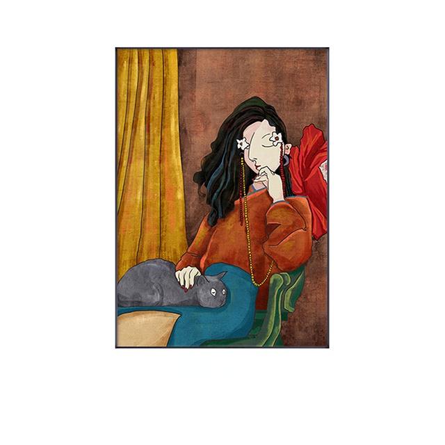 Скандинавская ретро-рисунок, картина на холсте, настенная художественная печать, интерьерное украшение для дома, абстрактная картина для гостиной, декоративный настенный постер